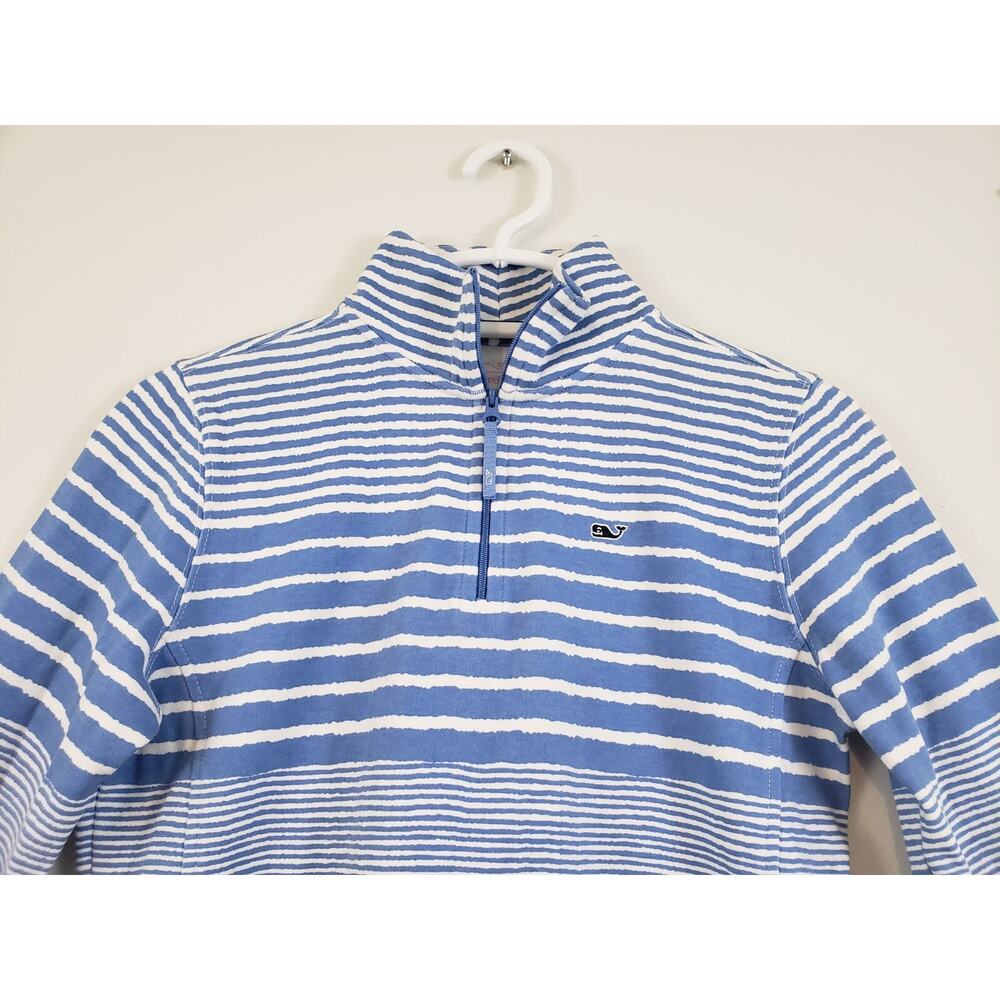 (N5) Y2K Vineyard Vines Pullover Women Sweatshirt Size XS 1/4 Zip Stripe Stretch - Picture 2 of 7
